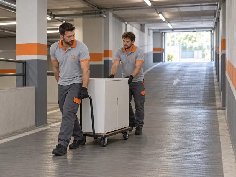 Illustrazione: accessi e percorso di un box o garage