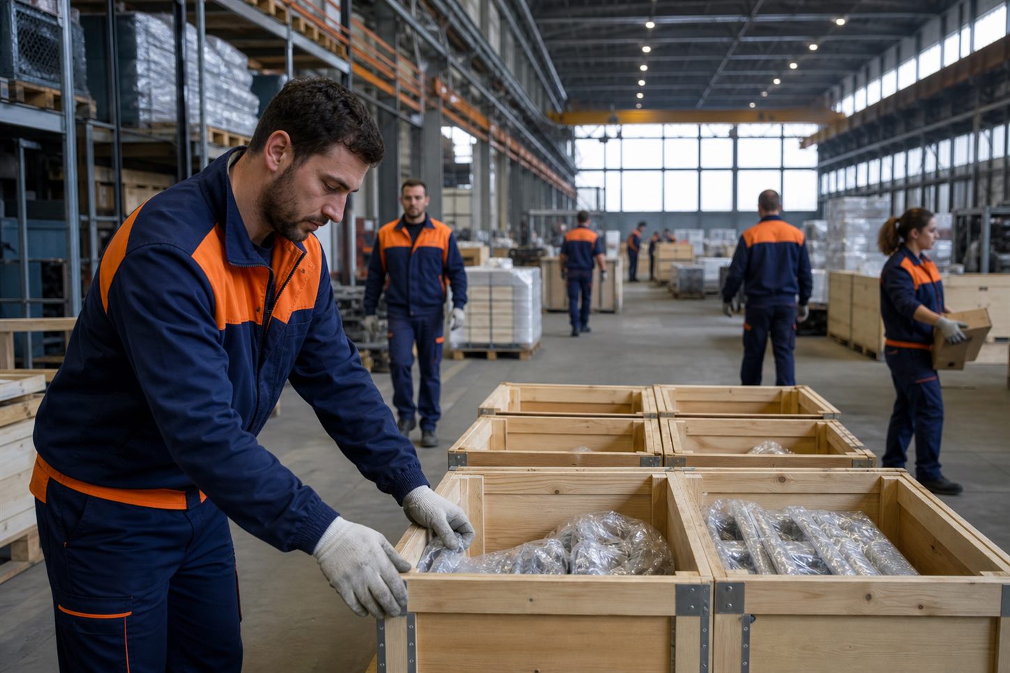 Operatori che selezionano materiali e attrezzature durante lo sgombero di un capannone a Milano