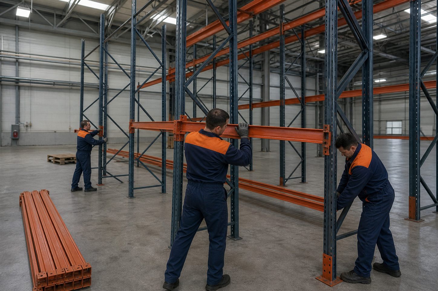 Smontaggio di scaffalature industriali in un capannone da liberare