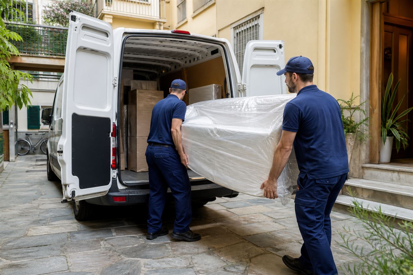 Sosta e carico durante uno sgombero a Brera Milano